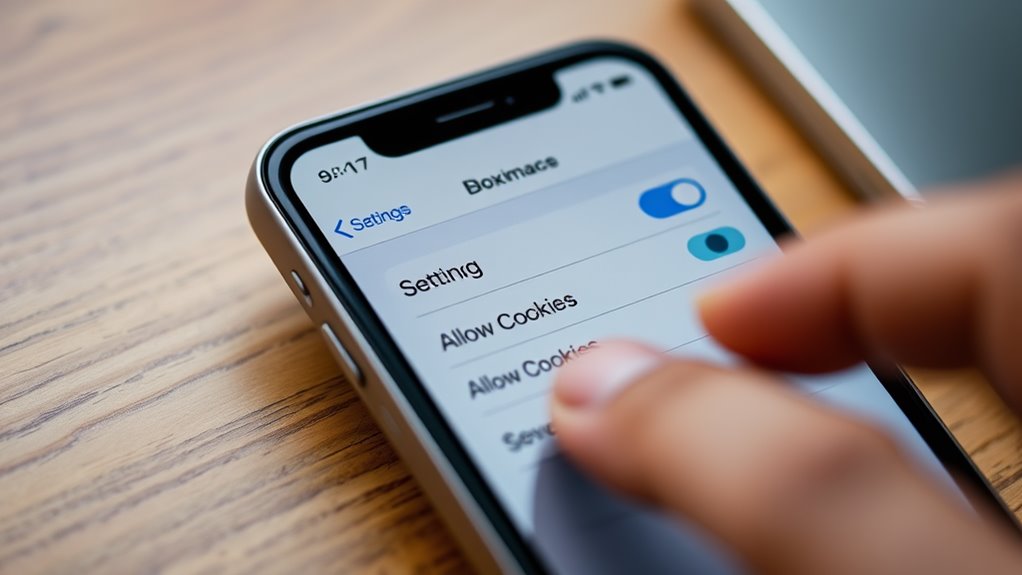 enable cookies on iphone
